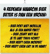 Tegel Met Opdruk | Grappig | Humor | Verjaardag kado | 4 Redenen waarom bier beter is als een vrouw