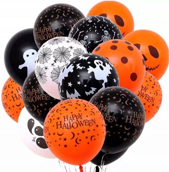 Akyol - 20 x Halloween ballon - Halloween - Ballon - zwart/oranje - spoken - geesten ballon – trick or treat - halloween ballonnen - happy halloween