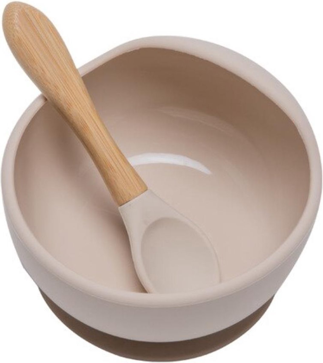 Goedkoopste Akyol - Kinderbord met Zuignap - Babyservies – Babybordjes – Baby bord Antislip – Babybord zonder Knoeien – Kinderservies - Baby Kommetje - Inclusief Lepel – Kinderbordje met Bestek - Bruin
