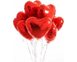 Akyol - Hartjes Ballonnen Rood 5 Stuks -folie ballon hart -hartjes ballon rood -hartjes ballon rood folie -folie ballon hart | Folie Ballonnen set voor Valentijnsdag | Helium Ballon | Party Feest Ballonnen | Romantische Versiering - 25cm