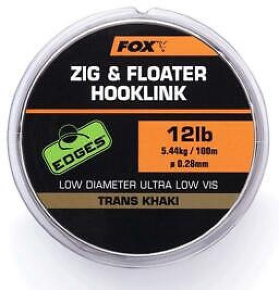 Fox Edges Zig and Floater Hooklink - Trans Khaki - 0.28mm - 12lb - Khaki van Fox — afbeelding 4