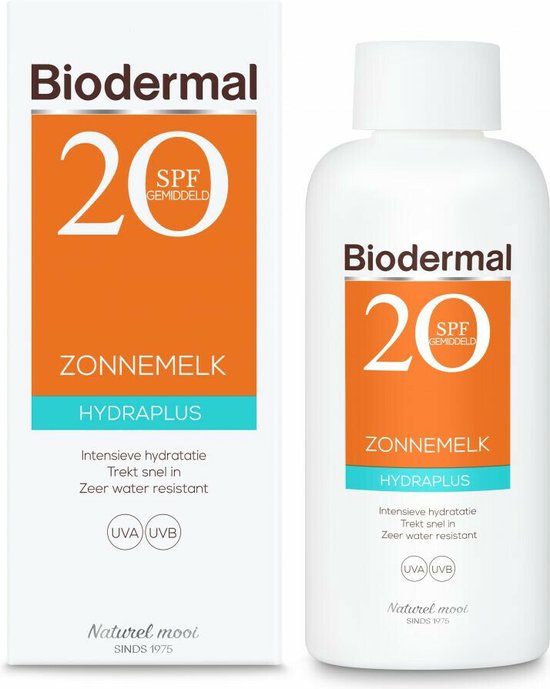 Dakraam wonder Binnen Biodermal zon - Zonnebrand - Zonnemelk Hydraplus SPF 20 - 200 ml | bol.com