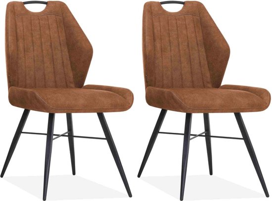 Eetkamerstoel Torro luxor kleur: Cognac (set van 2 stoelen)