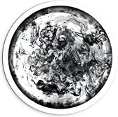 Dibond Muurcirkel - Witte Cirkel met Zwarte Verf erin - 60x60 cm Foto op Aluminium Muurcirkel (met ophangsysteem)