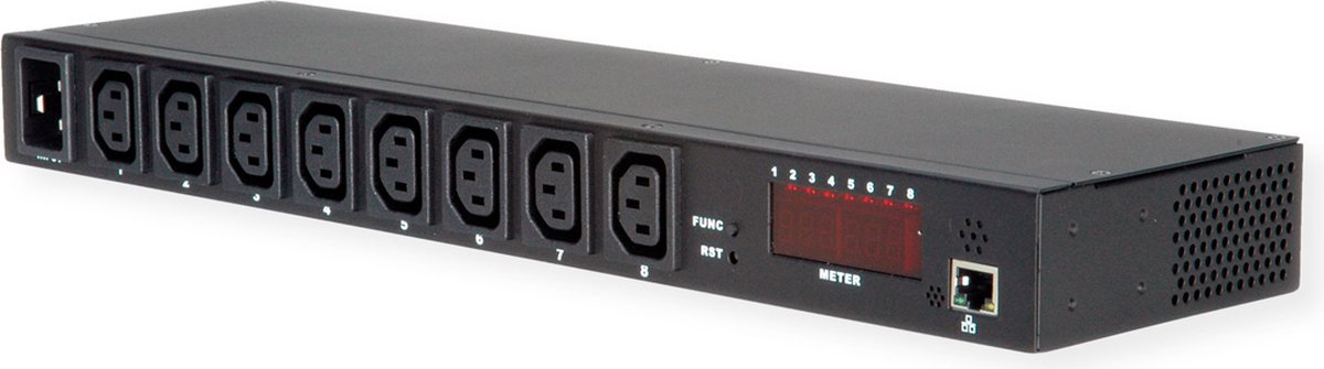 VALUE IP-stekkerdoos, 8-voudig, 19" rackmontage