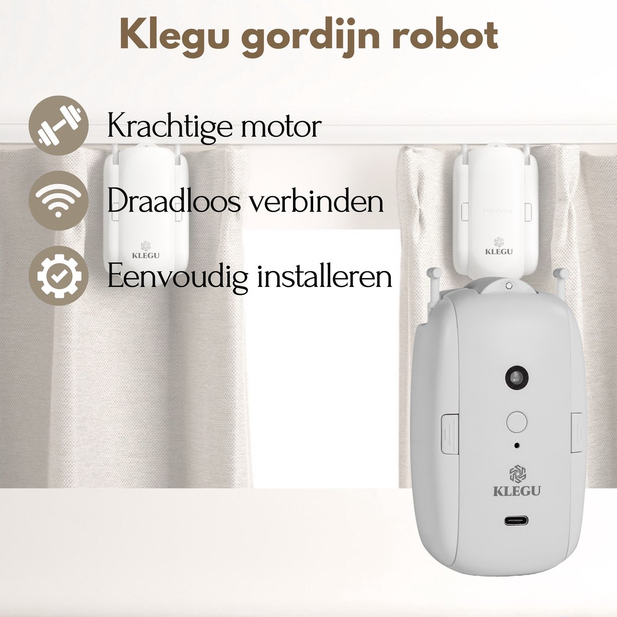 Klegu - Robot rideau 2x - Ouvre-rideau - Ouverture Rideaux - Wifi - Smart  home - Rail