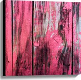 Canvas - Roze Geverfde Schutting - 60x60 cm Foto op Canvas Schilderij (Wanddecoratie op Canvas)