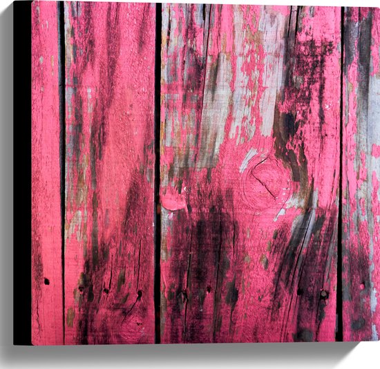 Canvas - Roze Geverfde Schutting - 40x40 cm Foto op Canvas Schilderij (Wanddecoratie op Canvas)