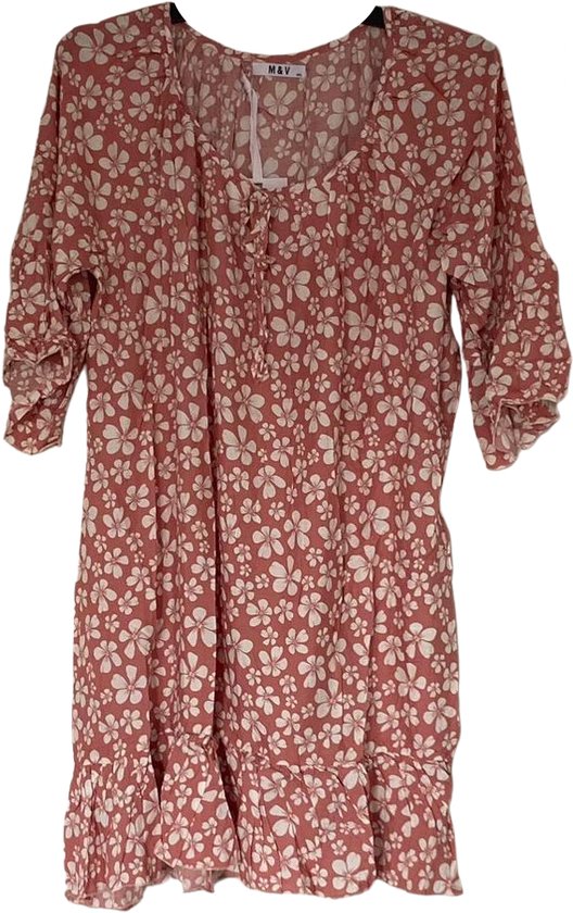Robe / robe d'été colorée | Robe d'été | Imprimé Fleurs | Rouge - XL