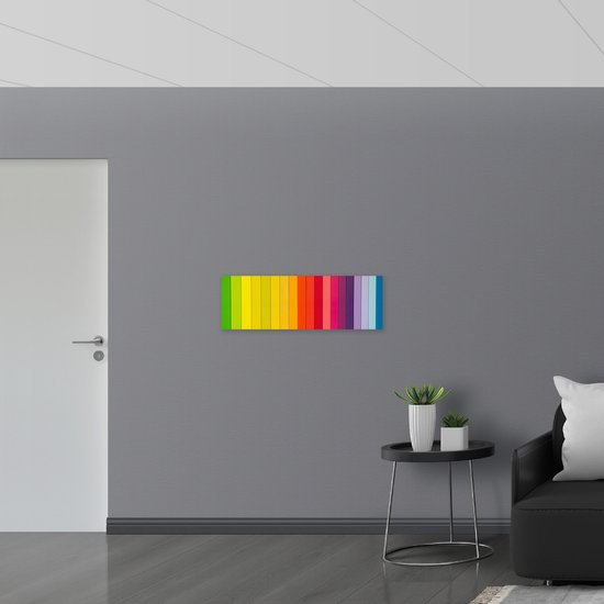 Dibond - Strepen in Regenboog Kleur - 90x30 cm Foto op Aluminium (Met Ophangsysteem)