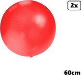 2x Mega Ballon 60 cm rood - Super Ballon carnaval festival feest party verjaardag landen helium lucht thema