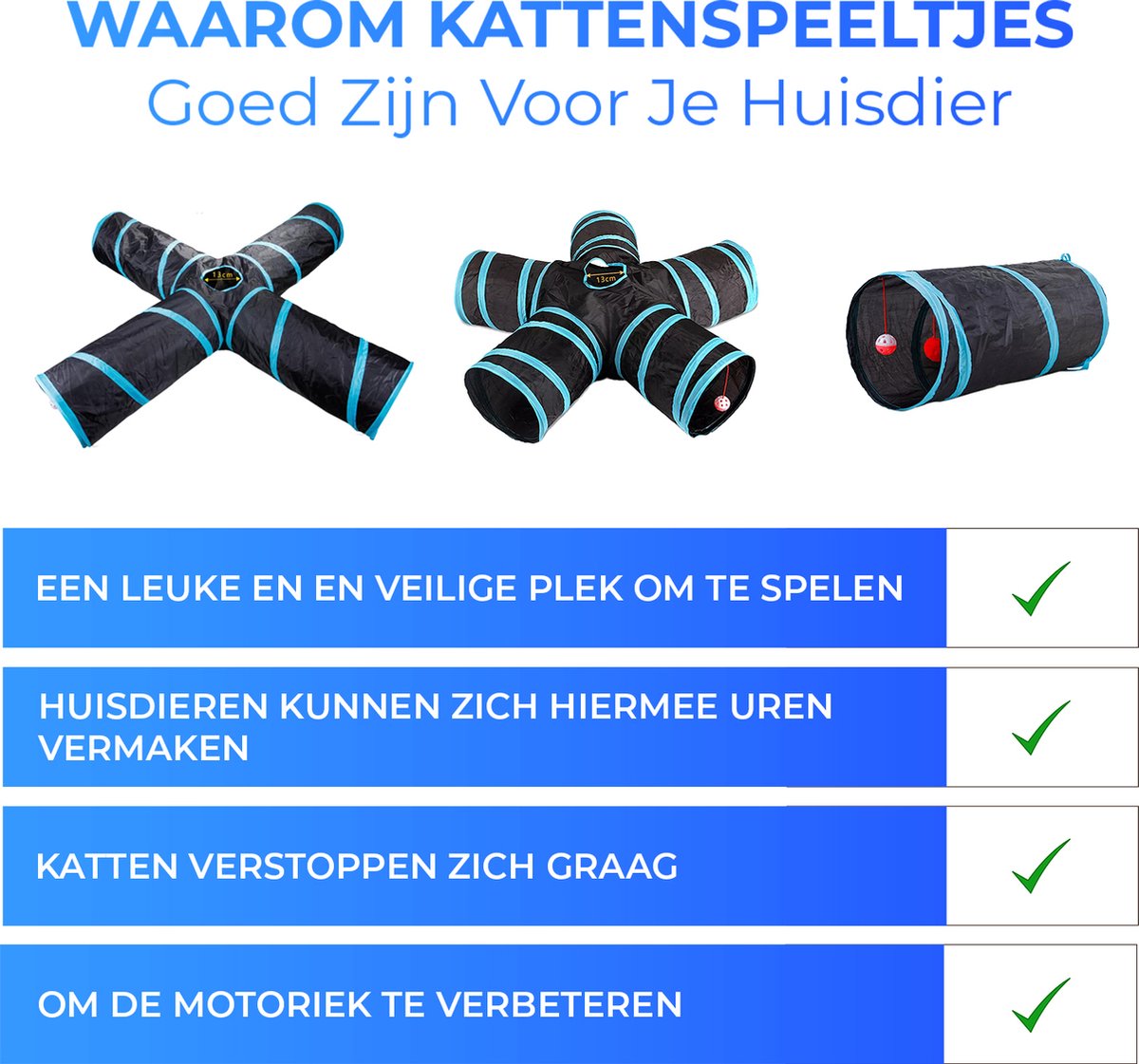 Kattentunnel - Kronkel - Kleur - Konijnentunnel - Speeltunnel - Kattenspeelgoed - Kattenspeeltjes - Kruiptunnel — afbeelding 7
