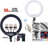 HiCHiCO® Ring Fill Light 22"-RGB Met 2x USB Port, 12V Touch Remote Control en Afstandsbediening - RGB LED 55CM Ringlamp - RGB LED Soft Ring Light - flitser - Studiolamp - CE RoHS Certificate –-- LET OP! Aleen Lamp Zonder Stand