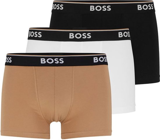 HUGO BOSS Power trunks (3-pack) - heren boxers kort - beige - zwart - wit - Maat: S