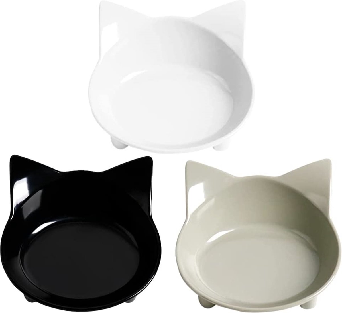 SKRTUAN Cat Bowls, 3 Set van Food Bowl, Cat Food Bowl Set, Antislip Cat Bowl, Water Bowl, Bowls for Cat om snorhaarvermoeidheid te verlichten