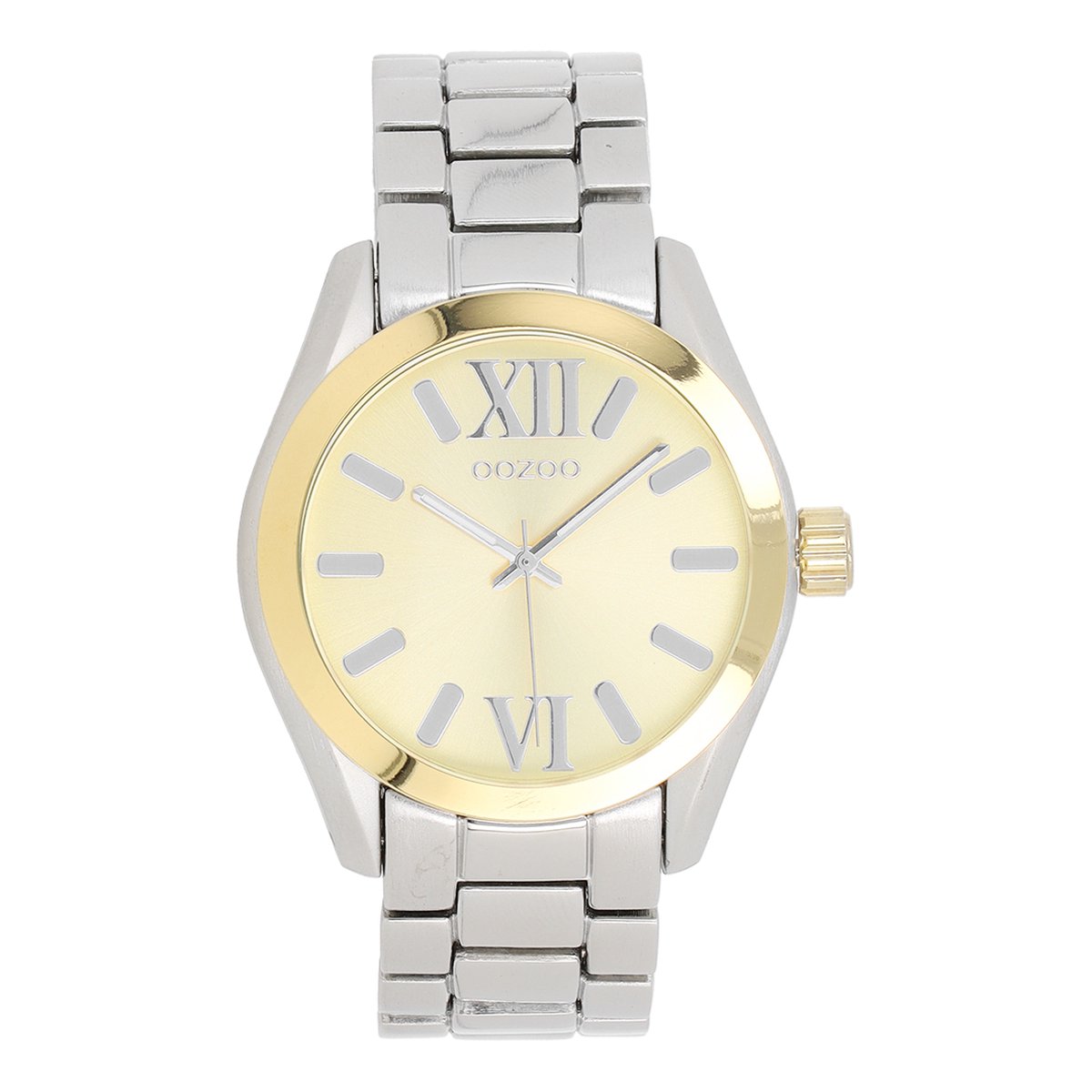 Zilver-goudkleurige OOZOO horloge met zilverkleurige roestvrijstalen armband - C5717