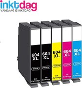 Inktdag inktcartridges voor Epson 604XL, Epson 604 cartridge multipack van 5 kleuren voor Epson Expression Home XP-2200 XP-2205 XP-3200 XP-3205 XP-4200 XP-4205 Workforce WF-2910 WF-2930 WF-2935 WF-2950