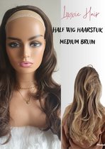 Hairextensions met clip - Hair extensions haarstuk - Clip In Extensions Clip In Extensions - Halve Pruik Dames - Midden Bruin- Lang Stijl Haar - Krullen en Stijlen tot 180 graden - Half Wig- Wasbaar
