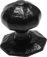 Deurknop zeskant 63mm op rozet 76mm smeedijzer zwart