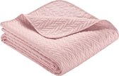 Ibena Nancy Sprei 220x250 cm - Bedsprei roze, lichte deken met vlechtpatroon