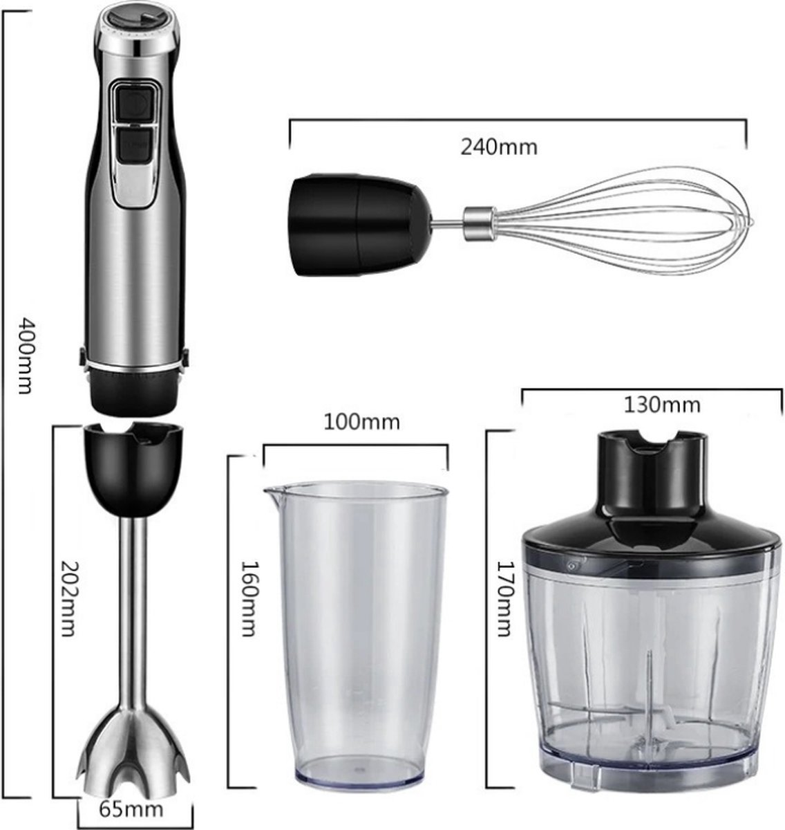 VAVSEA Staafmixer set 4-in-1, staafmixer 1200 W
