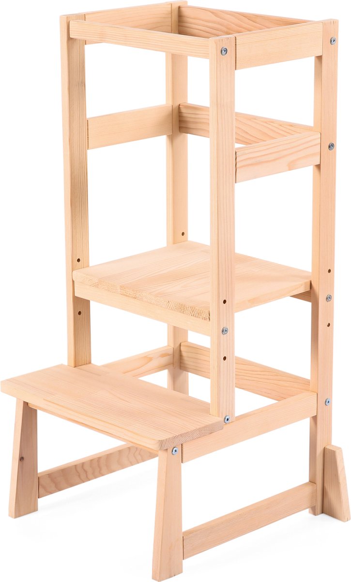 PLAY IT Leertoren Keukenhulp Opstapje - Montessori - Hout kleur - 52x45x91CM