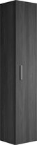 Badplaats Badkamerkast Pluto 30 x 30 x 150 cm - Zwart Houtnerf - Hangende Badkamerkasten Hoog met 1 Deur