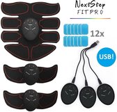 NextStep FitPro USB EMS Trainer + 12x Gel Pads (6 sachets x 2 pads) - USB Rechargeable EMS Abs/Arms Trainer