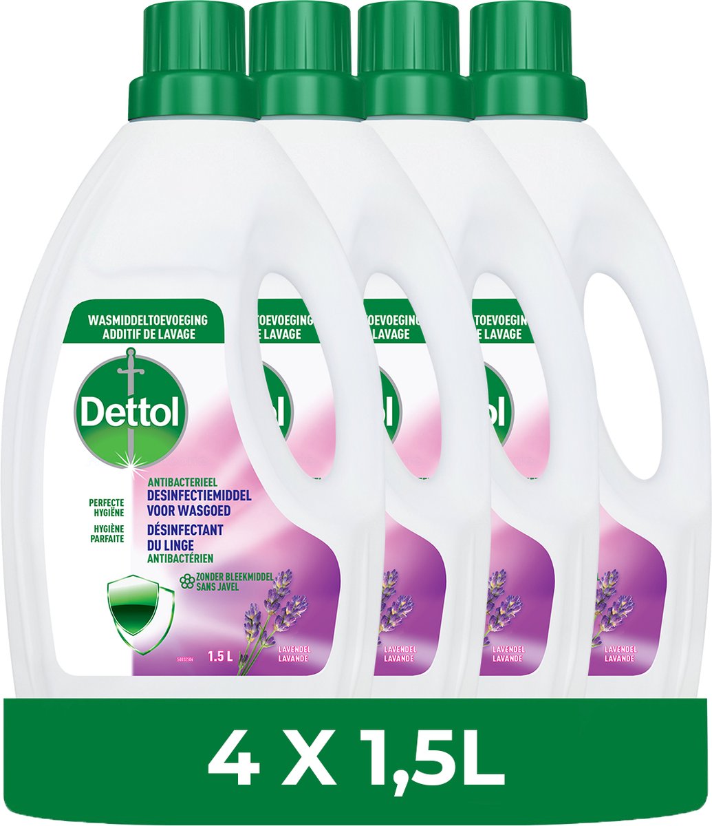 Goedkoopste BE - Dettol Was Toevoeging Hygiëne Lavendel – 1,5 L - 4 Stuks - Voordeelverpakking