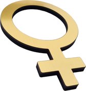 Indication de genre, Panneau de Toilettes , Fille, Femme, hauteur 15 cm, MDF aspect aluminium Goud