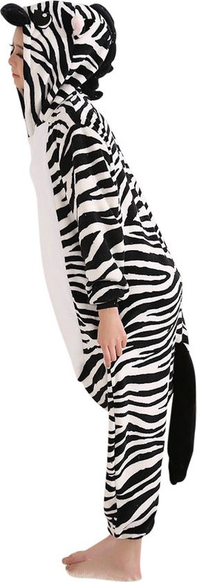 Zebra Onesie Pak Kostuum Outfit Huispak Jumpsuit Verkleedpak - Verkleedkleding - Halloween & Carnaval - SnugSquad - Kinderen & Volwassenen - Unisex - Maat S voor Lichaamslengte (146 - 159 cm)