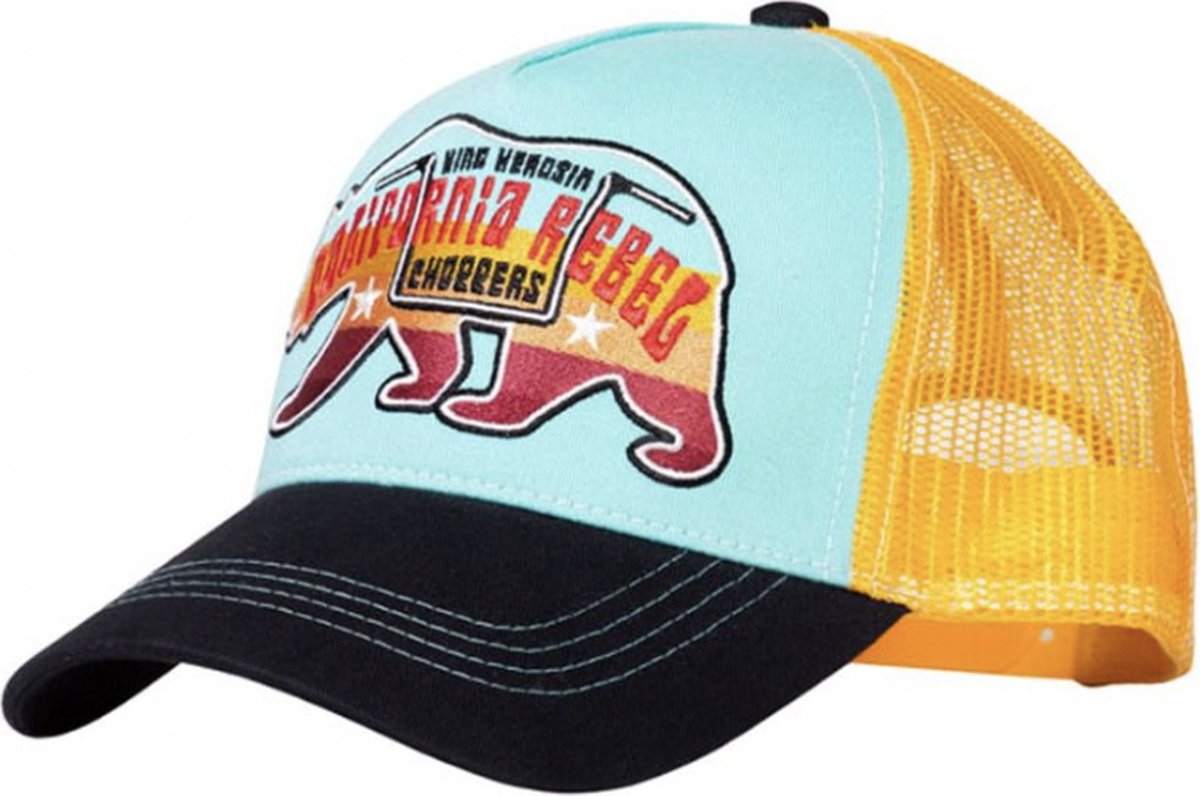 King Kerosin Californian Rebel Trucker Pet Licht Blauw Oranje Zwart