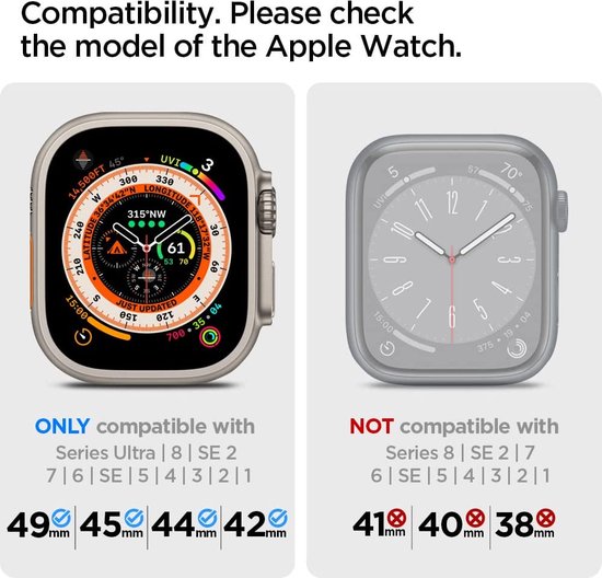 Spigen Fit Lite Ultra Watchband - Geschikt voor Apple Watch 4/5/6/7/8/SE/Ultra (42/44/45/49mm) - Zwart - Spigen