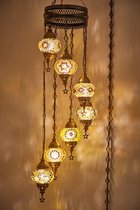 Turkse Lamp Hanglamp Mozaïek Marokkaanse Oosters Authentiek Handgemaakt Kroonluchter bruine designs7 bollen