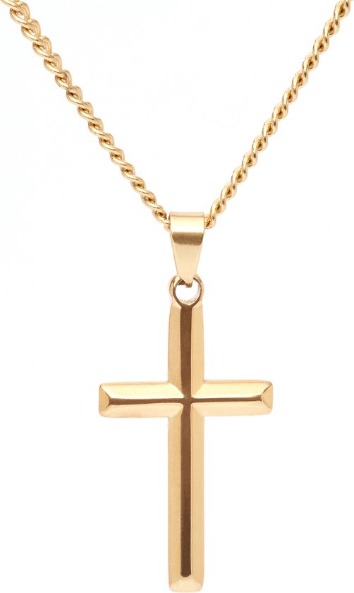 Marenca gouden heren ketting met kruis (60cm)