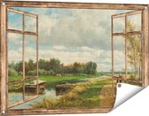 Gards Tuinposter Doorkijk Landschap in de Omgeving van Den Haag - Willem Roelofs - 90x60 cm - Tuindoek - Tuindecoratie - Wanddecoratie buiten - Tuinschilderij