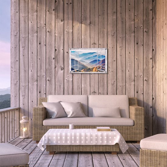 Gards Tuinposter Doorkijk Heuvel Landschap van het Zwarte Wout Bos - 60x40 cm - Tuindoek - Tuindecoratie - Wanddecoratie buiten - Tuinschilderij