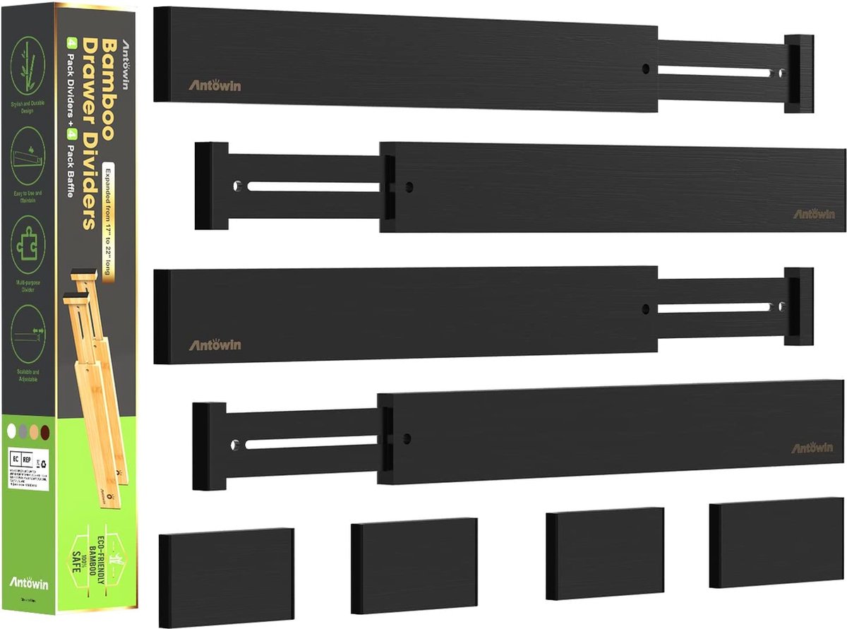 10 stuks ladeverdelers, 38 x 11 cm, verstelbare ladeverdelers