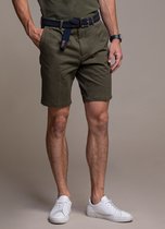 Laurent Vergne - Heren - Bermuda (korte broek) - Kaki Groen - 100% Katoen - maat 50- Slim fit - Valt klein