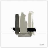 Dibond - Reproduktie / Kunstwerk / Kunst / Abstract / - Wit / zwart / bruin / taupe - 50 x 50 cm