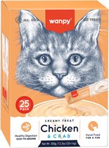 Wanpy Creamy Lickable Treats Kip & Krab - Voordeelpack 25 Stuks - Kattensnack