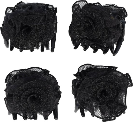 FUIPVGI 4 stuks haarspelden, bloemen, rozen, rood, haarspelden, bloem, accessoires, fascinerend, haarspeldje, bloemen, voor carnaval, bruiloft, flamencodanseres, vrouwen en meisjes (rood