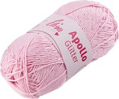 Apollo glitter katoen garen roze (2706) - 5 bollen
