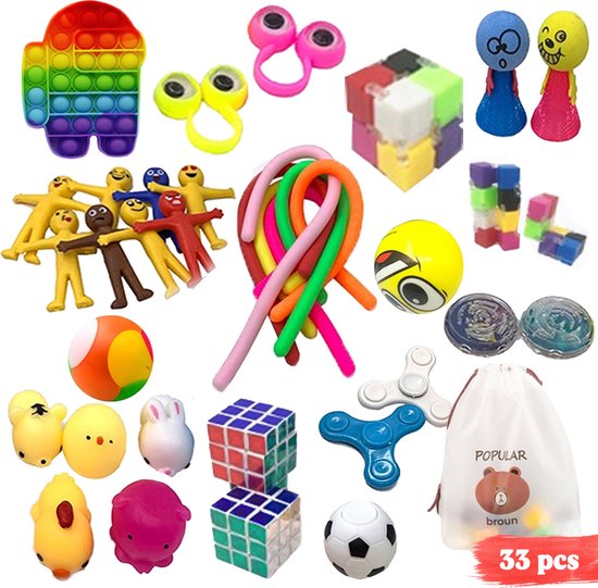 Forfait Fidget Toys, 33 pièces, Fidget Jouets Set, Jouet Fidget, Toupies à main
