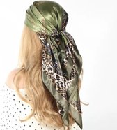 Hoofdsjaal - Satijnen Haar Sjaal - Festival Look - Vierkante Sjaal - Fantasie - Zomer Sjaal - Haarband - Classy - Groen - Yazzy