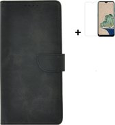 Nokia G22 Hoesje - Bookcase - Nokia G22 Hoesje - Pu Leder Wallet Book Case Zwart Cover + Screenprotector