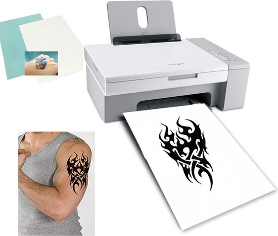 Printbaar Tattoo Papier - Wit - 2 vellen voor Laser Printer - Tijdelijk printbaar tattoopapier - Tatoeage - A4 Art Tattoos Papier Diy Waterdichte Tijdelijke Tattoo Skin