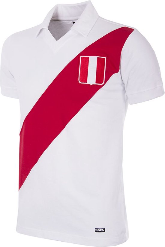Pérou 1970's Retro Football Shirt White; Rouge S