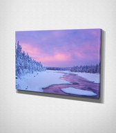 Winter Day Canvas - 60 x 40 cm - Landschap - Schilderij - Canvas - Slaapkamer - Wanddecoratie  - Slaapkamer - Foto op canvas