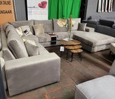 Hoekbank Rosa U vorm - Beige taupe Matt velvet - Hoeksalon Wooneiland lounge Rechts